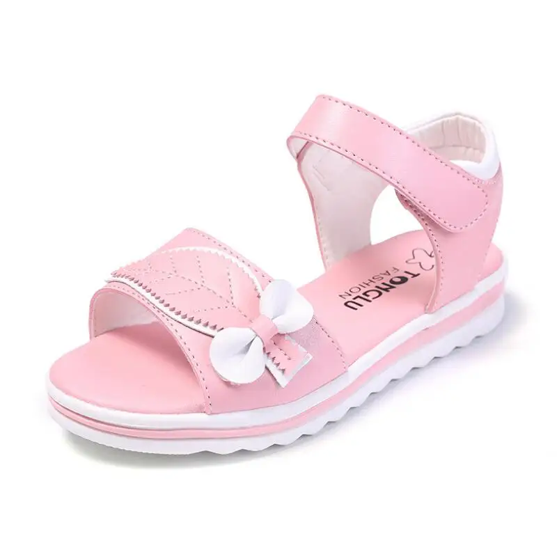 

SKHEK Summer Style Children Sandals For Girls Princess Beautiful Flower Shoes Kids Flat Sandals Baby Girls Roman Shoe Pink White