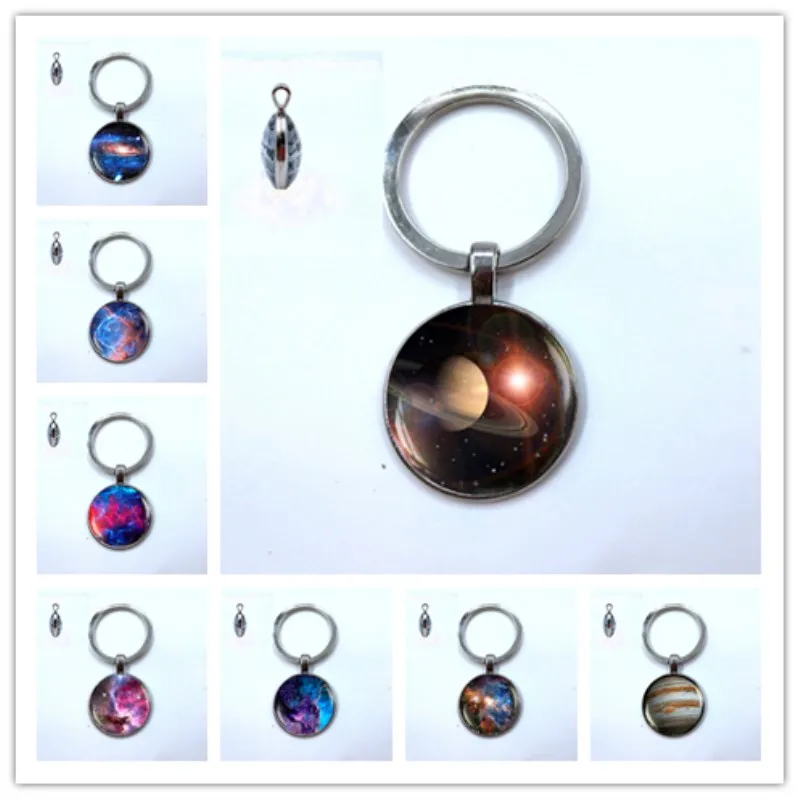

2019 New Nebula Keychain Galaxy Space double sided Glass Pendant Solar System Jewelry Space Universe Keychain Milky Way Jewelry