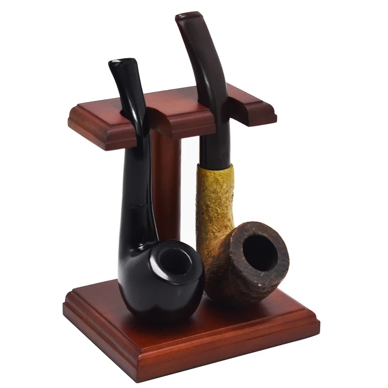 cherry wood 2 Cigar Pipes Holder Rack Tobacco Pipe Stands Rack Smoking Tools Holder Home Outdoor