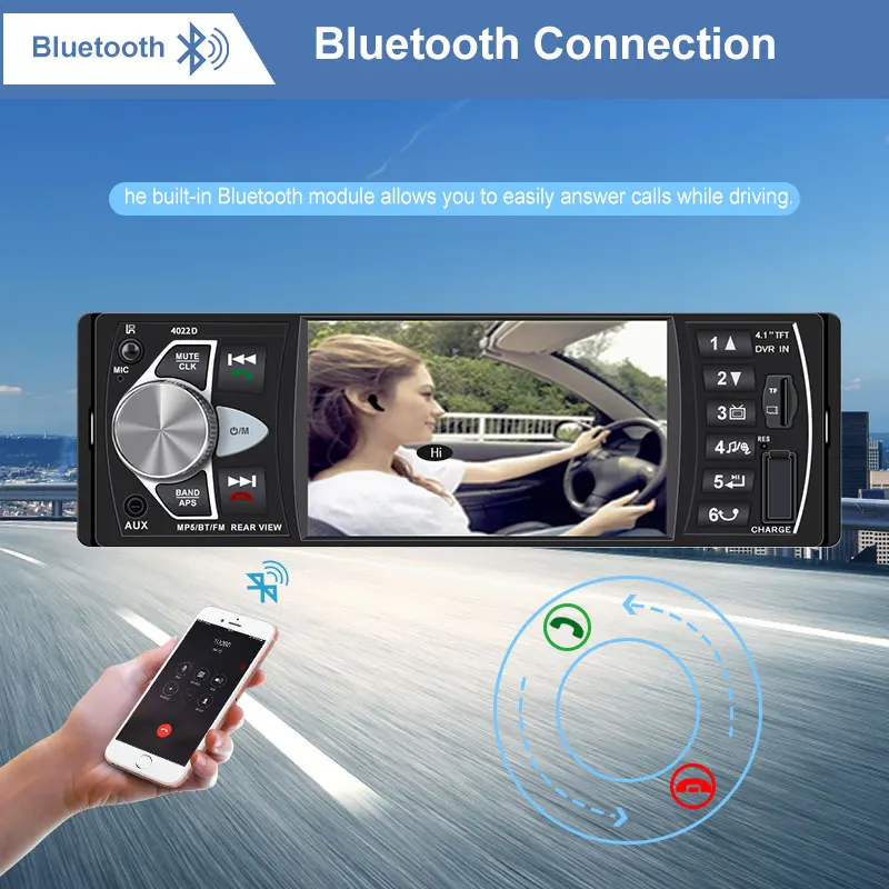 Автомагнитола 1 din 4022d FM радио авто аудио стерео Bluetooth Автомагнитола Поддержка камеры заднего вида рулевое колесо Contral