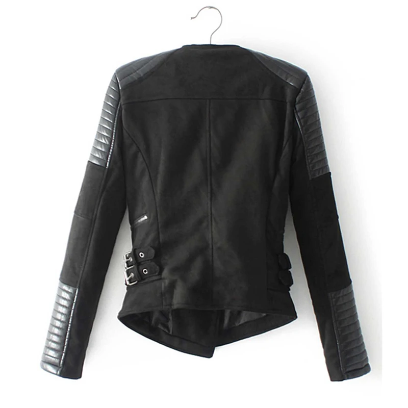 COLROVIE Черная байкерская стеганая куртка из искусственной кожи на молнии с карманом, пальто для женщин, уличная одежда, женские куртки, Повседневная модная верхняя одежда