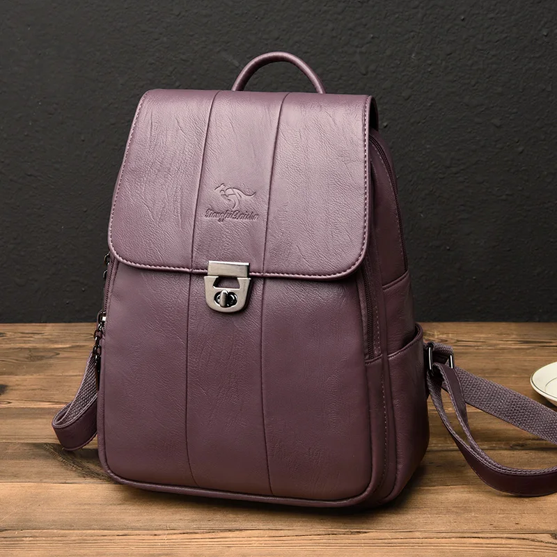  Women Leather Backpacks High Quality 2019 Female Vintage Backpack Travel Shoulder Bag School Bags F - 33030031036