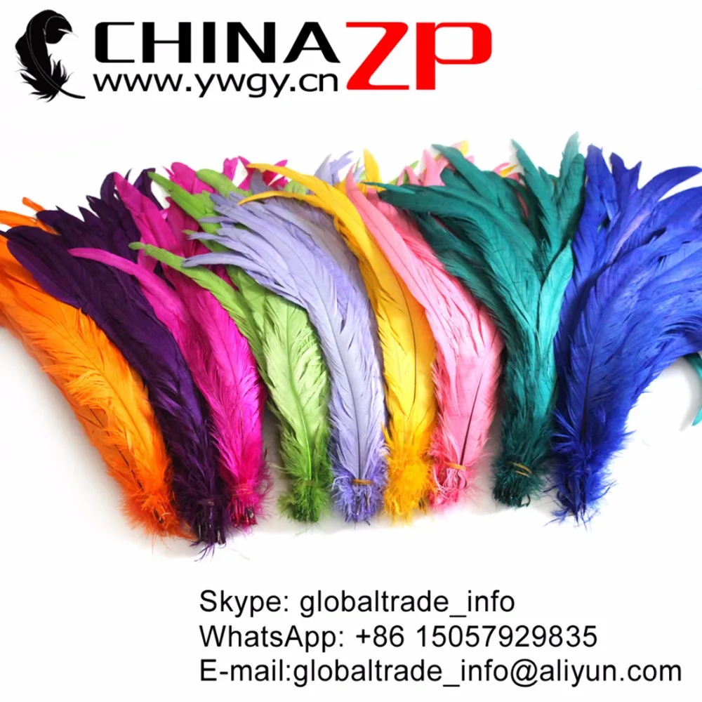 

Made in CHINAZP Factory Wholesale 100pieces/lot 30~35cm(12~14inch) Length Dyed Mix Color Rooster Tail Feathers