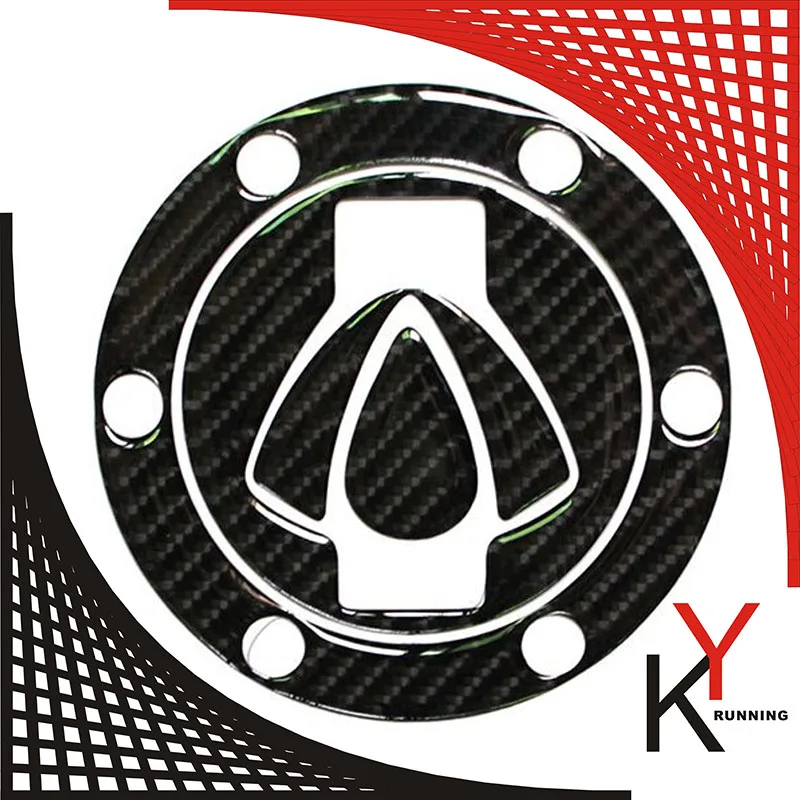 K CGTCP 19 3D Carbon Fiber Tank Gas Cap Pad Filler Cover Sticker Decals