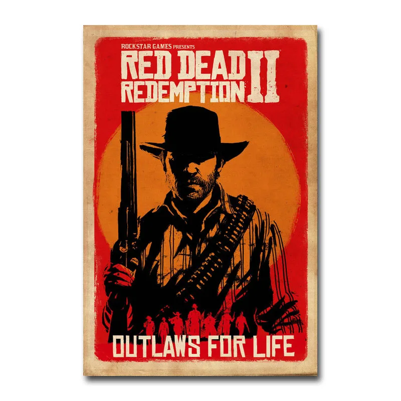 Холщовый постер Red Dead выкуп 2 настенный художественный принт картина обои 20x30 60x90