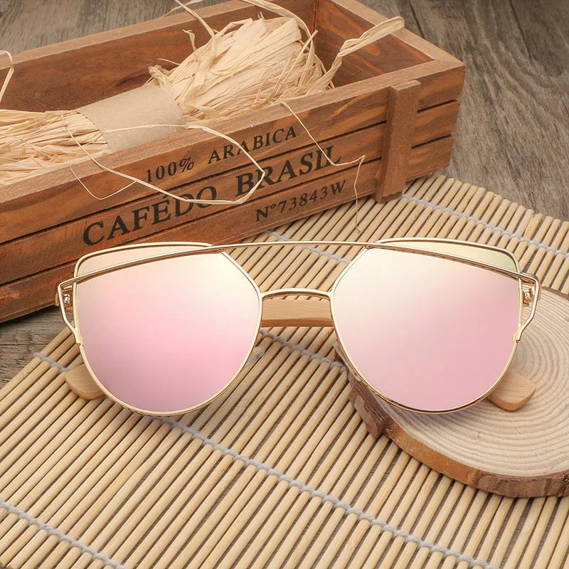 Модные женские бамбуковые солнцезащитные очки поляризованные UV400 линзы зеркало, розовое золото супер звезды мужские деревянные солнцезащитные очки