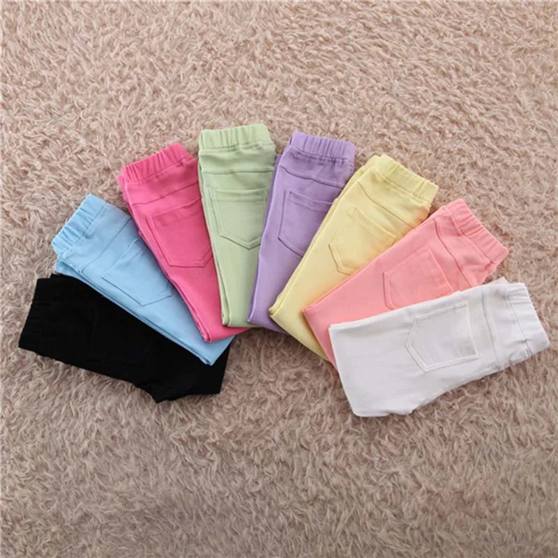 New Autumn Baby Clothing Hot Girls Jeans Candy Color Skinny Children Pants Baby Casual Long Pants Toddler Girls  Trousers 4