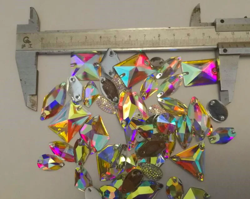 100pcs/lot AAAA+ Mixed Crystal AB / Clear sew on resin stones flat back beads. | Дом и сад