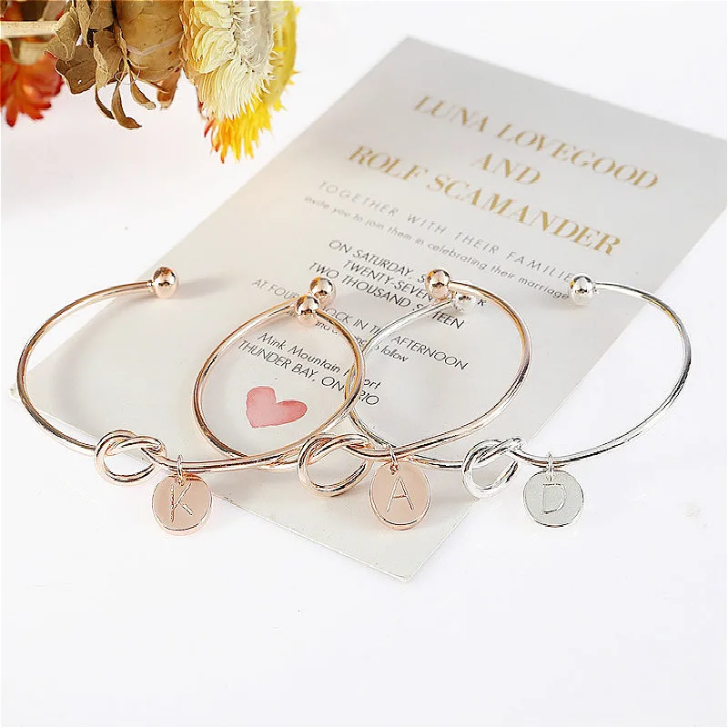

New Fashion Women Men Lovers Bracelet Hot Rose Gold/Silver Alloy Letter Chain & Link Bracelets Female Personality Jewelry