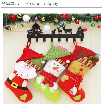 

3 Pieces/Set Large Size Christmas Stockings Socks Santa Claus Snowman ELK Candy Gift Bag Xmas Tree Decor Festival Party Ornament