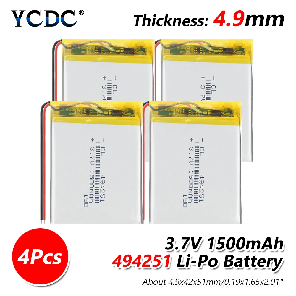 494251 3,7 V 1500mAh литий-полимерный литий-ионный аккумулятор для Q50 G700S K92 G36 Y3 Детские умные часы mp3 Bluetooth гарнитура - Цвет: 4 PCS