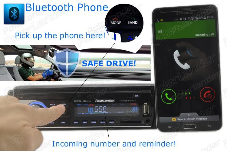 new arrival 12V 1 one single din Car Stereo  remote control FM Radio MP3 Audio Player Support Bluetooth Phone USB/SD music