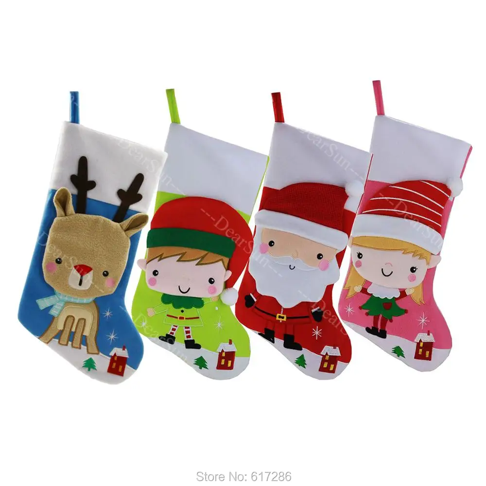 4 штуки в партии 1" Рождественские носки с изображением Санта Клауса и северных оленей, подарок для мальчиков и девочек детские носки рождественские комнатные украшения подарок