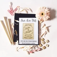 Персонализировать имена, дата гравированная деревянная карточка сохранить дату свадебные пригласительные бумажные открытки магниты, за исключением даты магнит, магнит на заказ