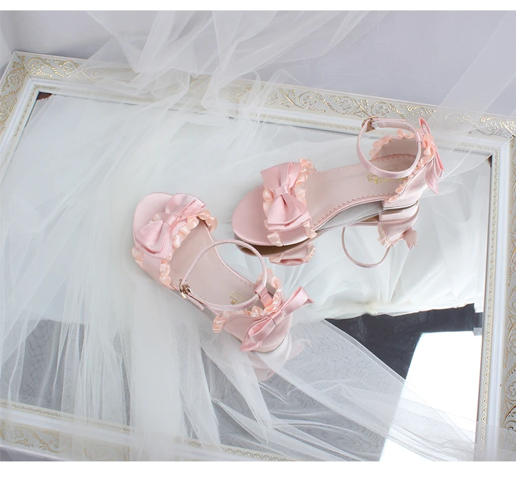 Летние японские милые туфли в стиле «Лолита» в винтажном стиле; кружевной бант для кавайной девушки обувь kawaii прекрасной Феи сандалии женская обувь лоли cos