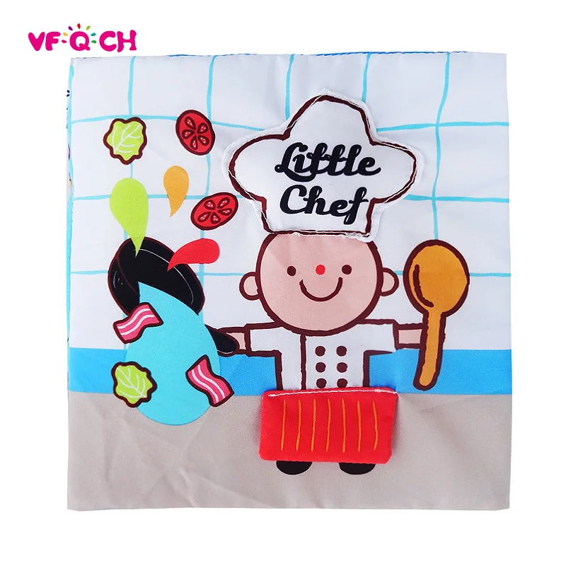 

3D Little Chef Baby Books Early Educational Cloth Book Graphic Digital Cognition Activity My Quiet Book Nice Toy for Babies BS06