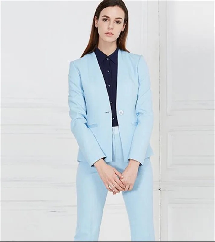 

Blue Ladies Pantsuit Custom Made Business Pant Suits for Women Plus Size Blazer+Pants for Work Pantsuit for Wedding Party