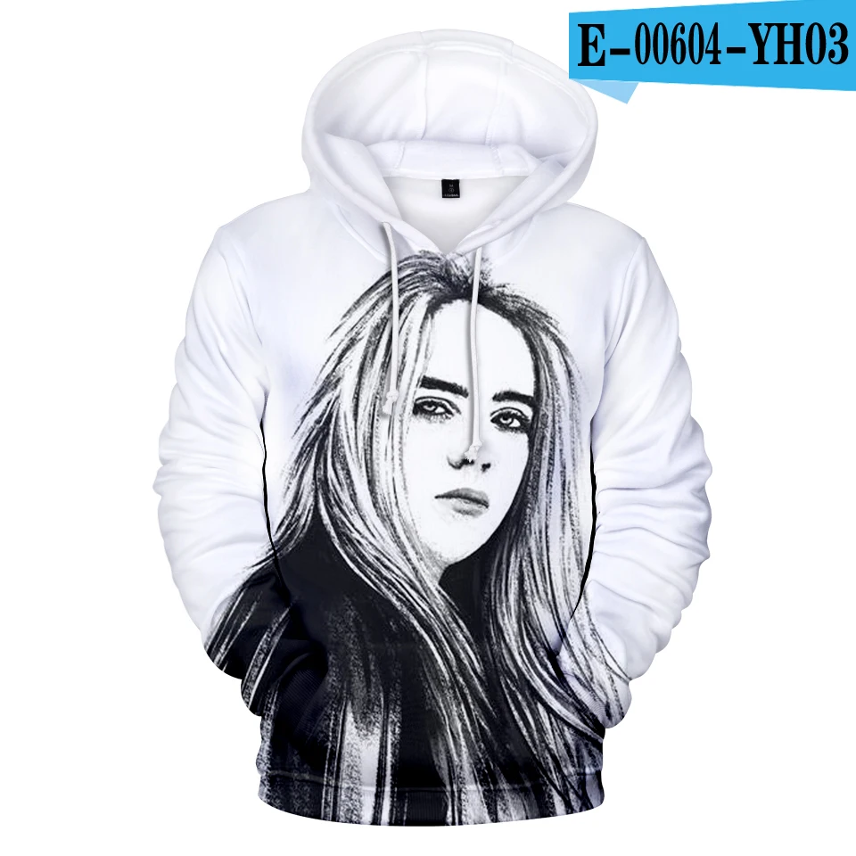 3D толстовки Billie Eilish толстовки женские/мужские модные хип-хоп толстовки Billie Eilish 3D толстовки зима поп-Осень Топы XXS-4XL - Цвет: 3D
