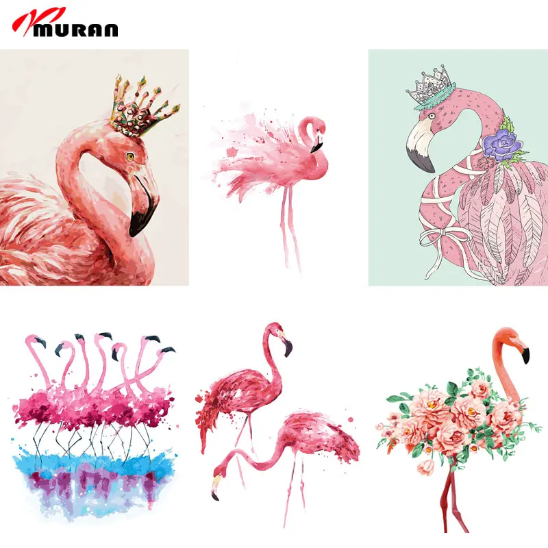 

MURAN DIY Digital Oil Painting Paint By Numbers Christmas Birthday Unique Gift 2018 New 6 styles Flamingo picture