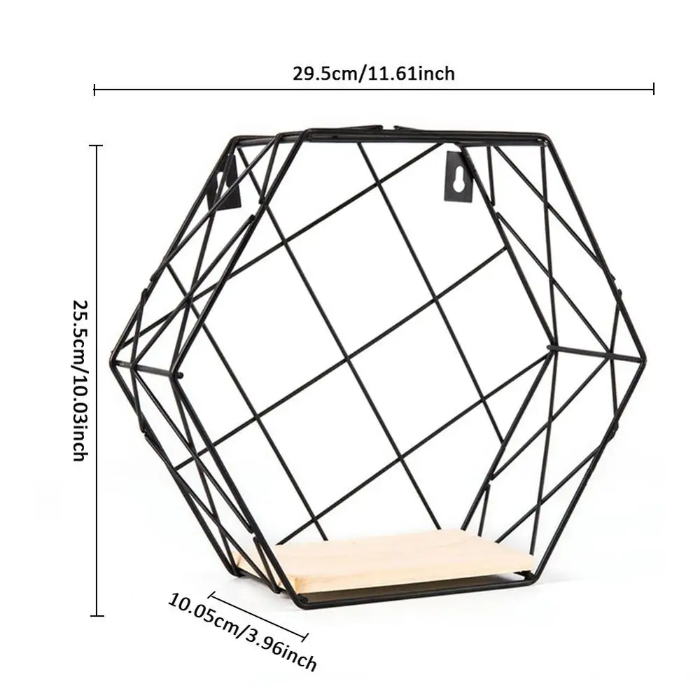 Железная шестиугольная сетка настенная полка комбинированная настенная подвесная геометрическая фигура для украшения стен гостиная спальня Скандинавская стойка - Цвет: 10