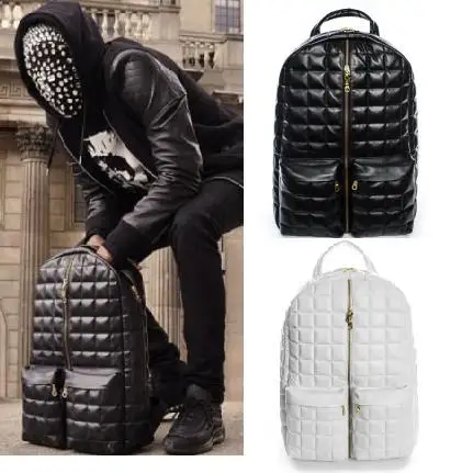leather cool backpack bags streetwear designer quilted teenagers hop hip unique brand