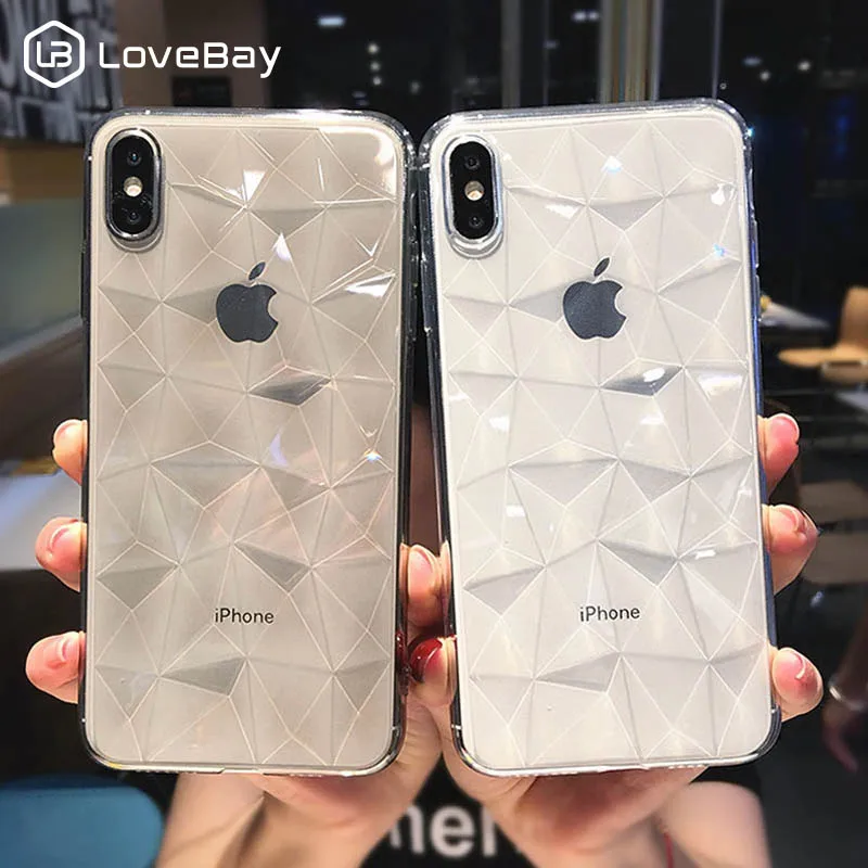 

Lovebay Luxury Clear Diamond Texture Case For iPhone 7 8 6 6S Plus X XS XR XS Max Phone Cases Transparent Soft TPU Back Cover