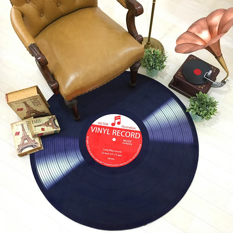 CD Carpet Mat Cushion Antique Sofa Chair Cushion Side Carpet Cat Vinyl Record Round A Few Study Model Room Decorate Rug