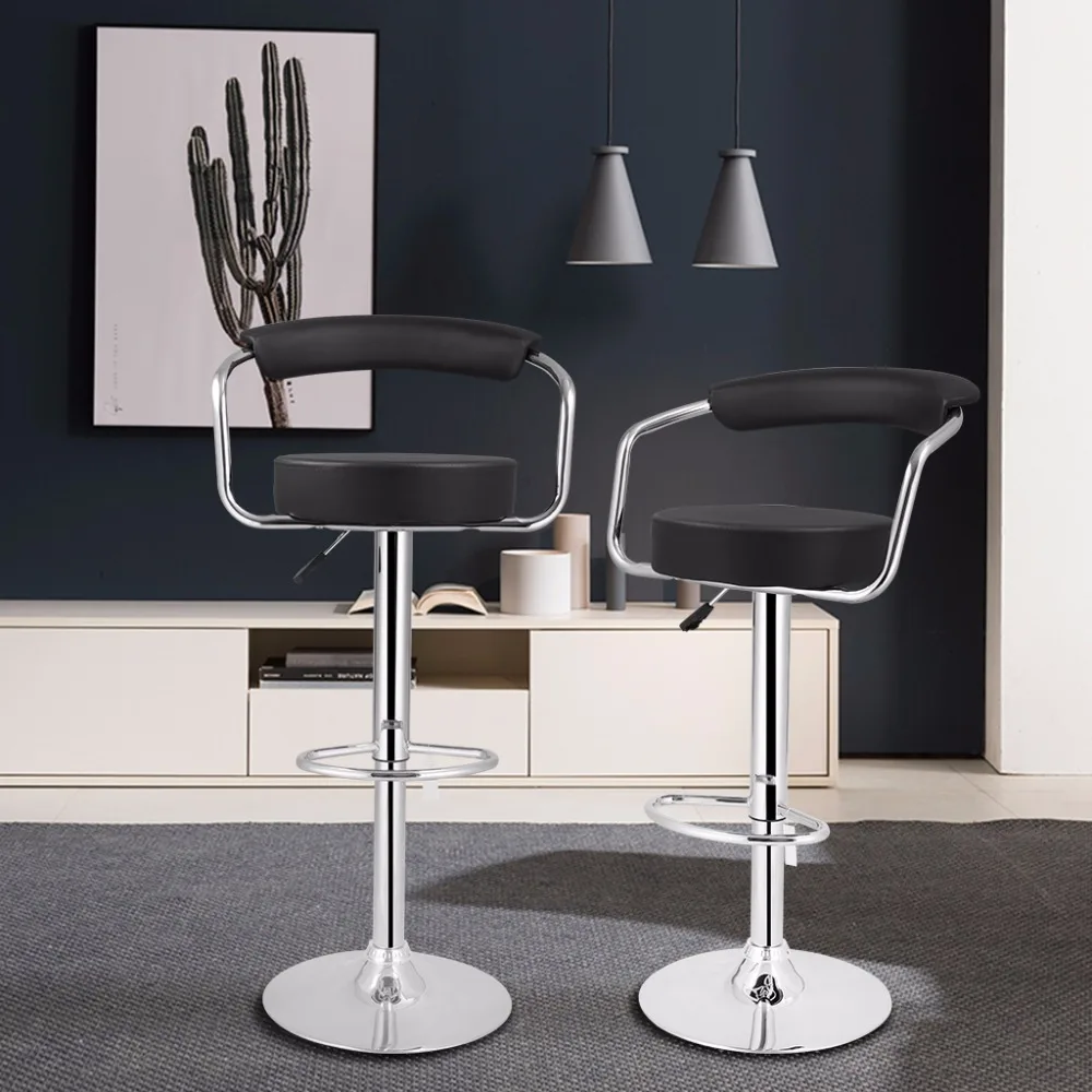 IT Warehouse New Set of 2 Gas Lift Height Adjustable Swivel Faux