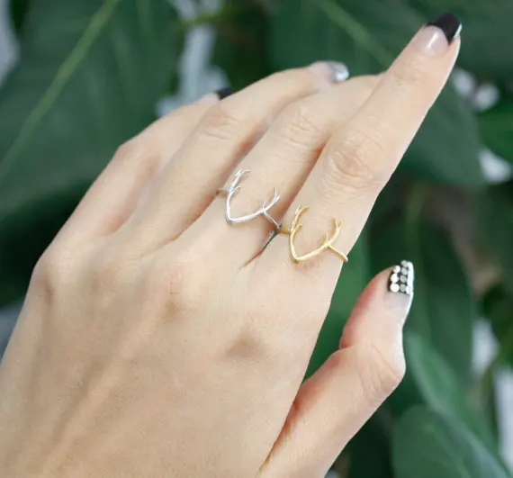 yiustar Simple Deer Antler ring women Animal women finger rings party gift