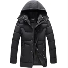 Хорошее качество Для мужчин зимние теплые Длинные куртки верхняя одежда толстые теплые парки Новая мода Для мужчин с капюшоном длинные зимние пальто Размеры 4XL