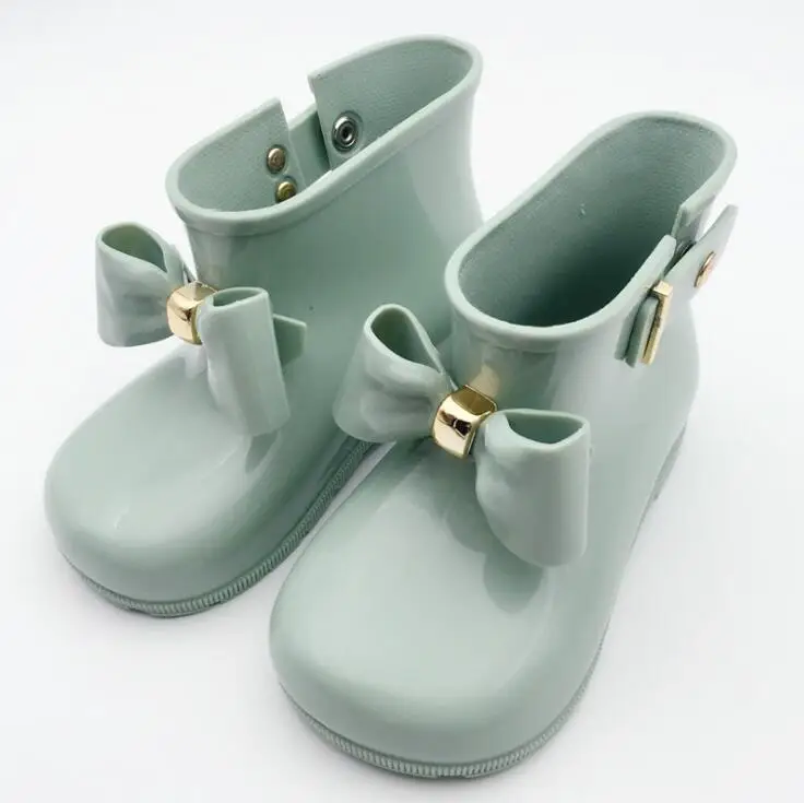 Online Botas de lluvia antideslizantes impermeables de belleza cálido arco Botas de lluvia de goma princesa Zapatos Niños pequeños zapatos de gelatina