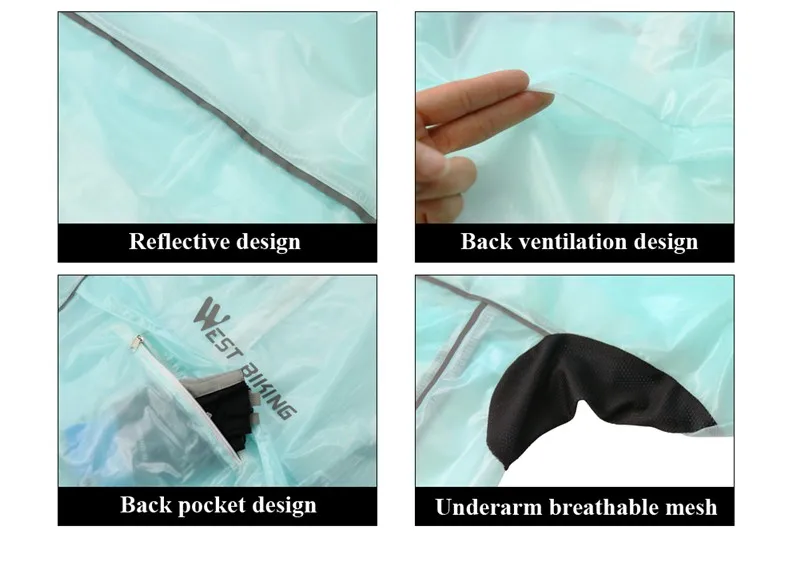 WEST BIKING Outdoor Sports Windproof TPU Cycling Bike Raincoat Men Road MTB Road Bike Running Jacket Waterproof Bicycle Jacket