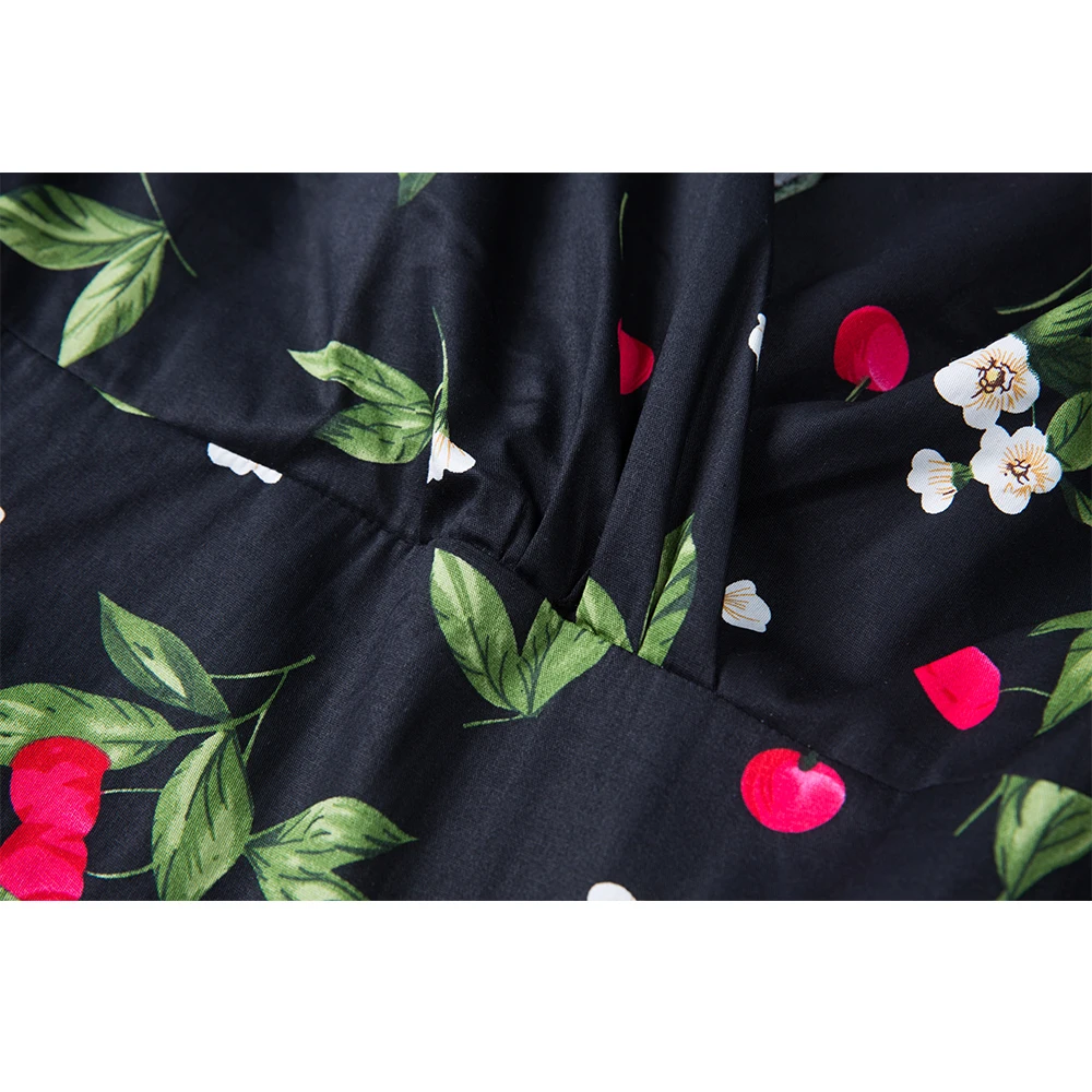 Новое поступление, хлопковое повседневное винтажное платье с цветочным принтом в стиле ретро 1950 s, рокабилли, свободное платье, праздничные платья на День святого Валентина