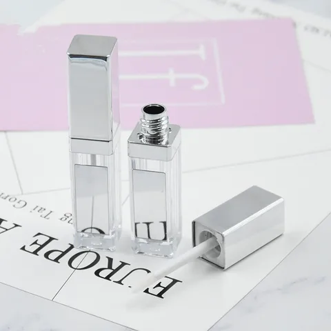 Containers com Escova Praça Vazio Claro Cosméticos Lip Gloss Tubes Make up Balm Creme Rímel Lipliner Recarga Garrafas 4 ml