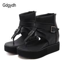 Женские босоножки на танкетке Gdgydh черные шлепанцы платформе и
