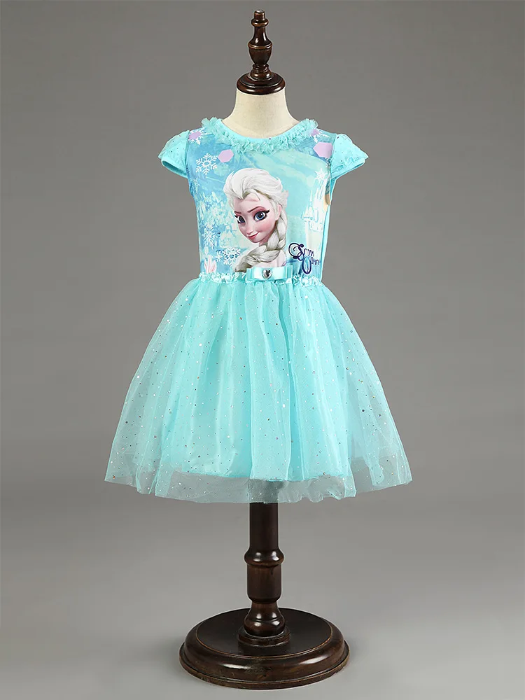 Berngi/Новинка; платье Эльзы и Анны; платье для девочек; платье для костюмированной вечеринки; платье принцессы для маленьких детей; vestidos; платья для малышей - Цвет: sky blue