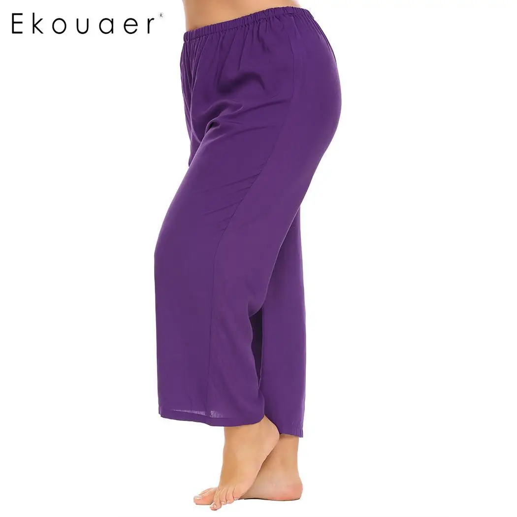 Ekouaer размера плюс пижамный комплект Женская одежда для сна с v-образным вырезом с длинным рукавом кружевные лоскутные Топы Пижамный костюм, ночная рубашка XL-5XL