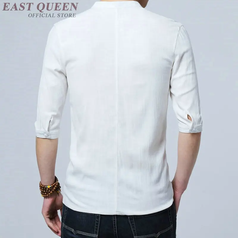 Traditional Chinese Clothing For Male Chinese Mandarin Jacket Cotton Linen Shirt Shanghai Tang Tops Oriental Clothes Men KK2860