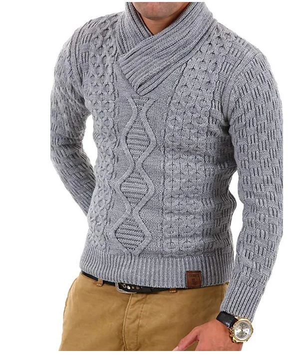 ZOGAA мужской свитер с воротником-хомутом 2019 Новая модная однотонная зимняя верхняя одежда мужские большие размеры свитер теплый грубая