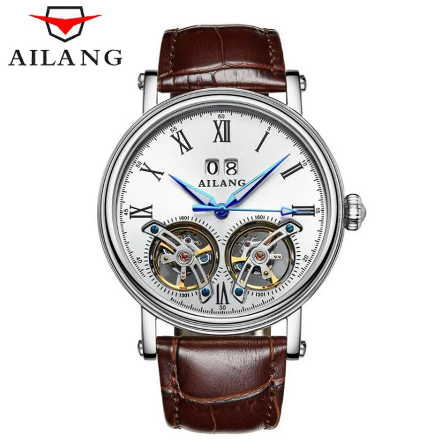 Двойной Tourbillon AILANG часы оригинальный для мужчин автоматические Self Wind модные