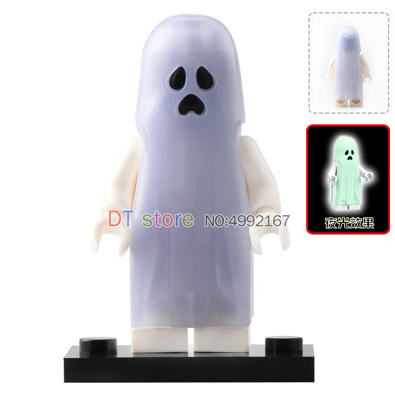 

50PCS/LOT The Horror Theme Movie Figures Halloween Moonlight Glow Ghost Building Blocks Bricks Children Gift Toys XL021