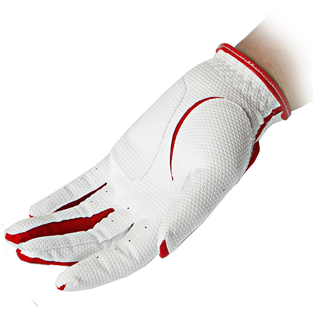 1 Pair Womens Golf Gloves Breathable Lady Sports Gloves Golf Mittens Left & Right Hands White Red4