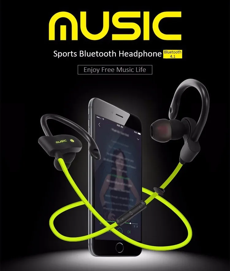 Наушники в ухо спортивные беговые Влагозащищенные CSR4.1 Bluetooth наушники|Наушники и