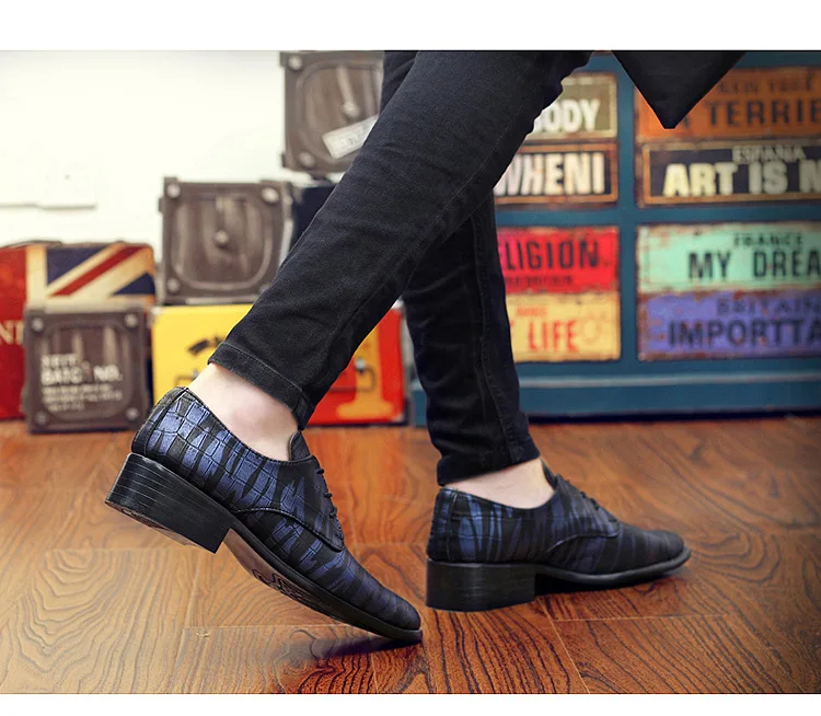 Merkmak/Коллекция года; мужские кожаные туфли с острым носком; модельные туфли на плоской подошве со шнуровкой и модным принтом; повседневные туфли-оксфорды для ночного клуба и бара; свадебные туфли