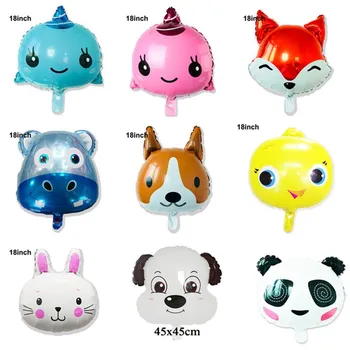 

10pcs helium balloons cute animal balloon head style child toys birthday party toy panda dog rabbit fox foil balloon