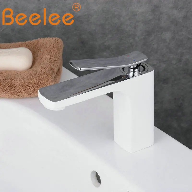 

Beelee Bathroom Faucet Mixer Single Handle Single Hole Basin Faucet vessel Faucet Mono Basin Mixer Tap Painting White BL6601CW