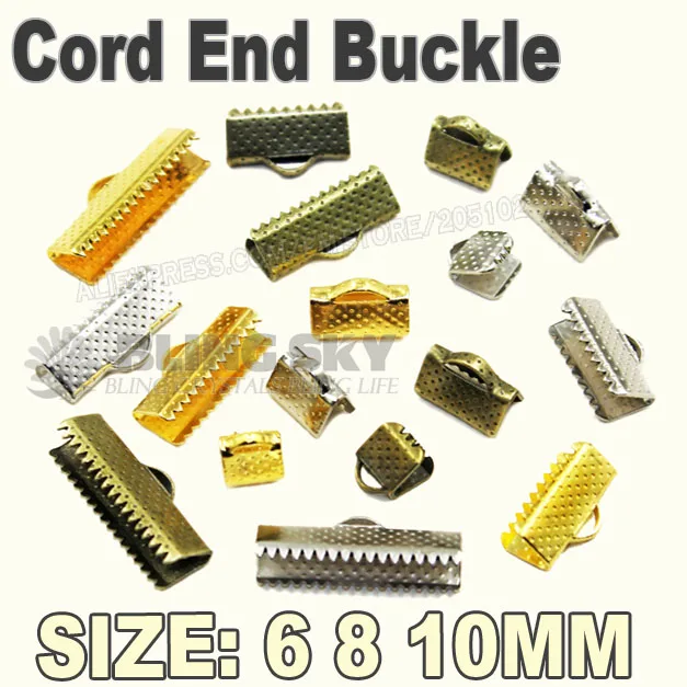 

6 8 10mm Cord End Crimp Caps Buckle Tips for Necklaces Bracelets Ropes Cords Connector Clasp to DIY Jewelry Findings Accessories