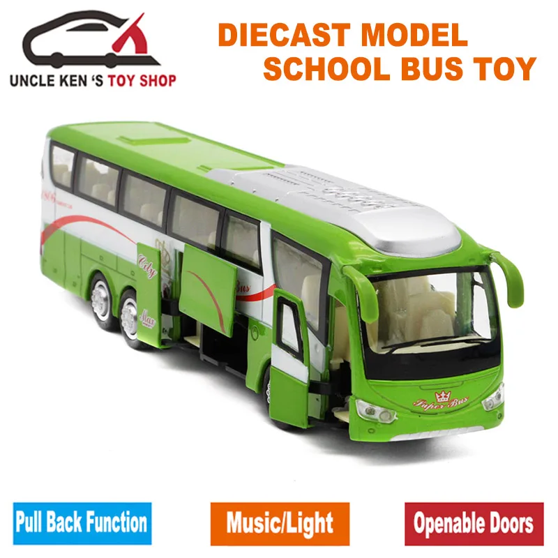 1 55 масштабная литая модель, металлический автобус, 25 см подарок для мальчиков, брендовые игрушки из сплава с открывающимися дверцами/музыка/светильник/функция оттягивания