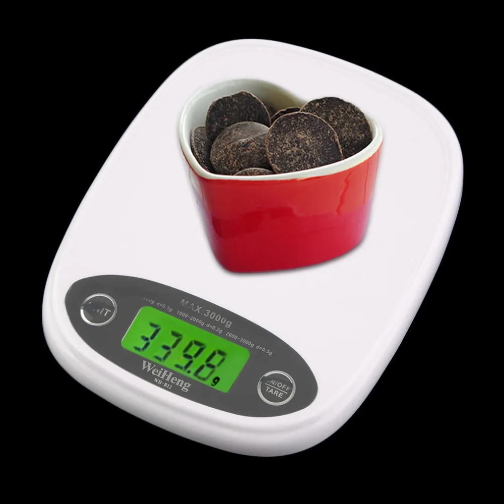 

White Slim LCD Electronic Scale Plastic Digital Weight Scale Household High Quality 3Kg/0.5 Four-point type DROP SHIPPING