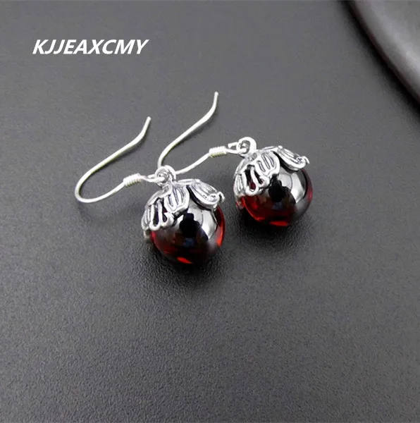 

KJJEAXCMMY S925 pure silver ornaments in Bangkok, Thailand Thai silver garnet agate female retro earrings earrings eardrop bow